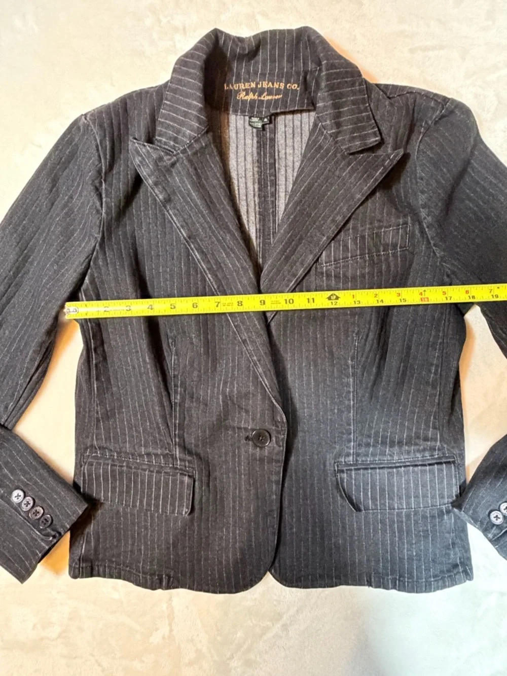 Lauren Jeans Co. Ralph Lauren Black Pinstripe Denim Jacket - 1 of 2 Piece Set - Picture 8 of 13